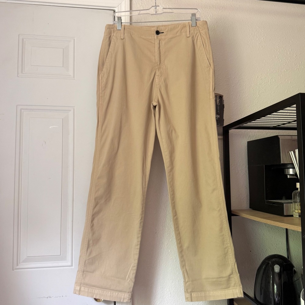 ASKK NY tan cotton straight leg cropped pants chino khaki